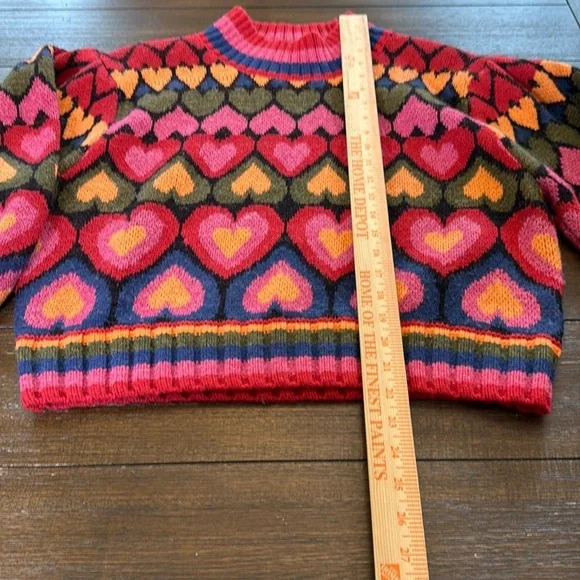 Farm Rio Colorful Heart Pattern Sweater Size Large - Picture 4 of 11